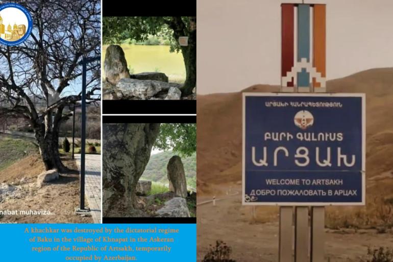 2026 թ․ մարտի 11-ին TikTok սոցիալական ցանցում գրանցված xanabat muhavizə (https://vm.tiktok.com/ZS9dtHDAg2SVA-FNuz1/) օգտատերը հերթական տեսանյութն է հրապարակել Ադրբեջանի կողմից ժամանակավորապես բռնազավթված Արցախի Հանրապետության Ասկերանի շրջանի Խնապատ գյուղից։ Այս մասին գրել է Արցախի մշակութային ժառանգության օմբուդսմեն, «Ազգային» պատմամշակութային ՀԿ փոխնախագահ Հովիկ Ավանեսովը:  «Տեսանյութից ակնհայտ երևում է, որ «շինարարական աշխատանքների» պատրվակով ոչնչացվել է գյուղում՝ փռշնի ծառի տակ գտնվող 12-րդ դարի խաչքարը։